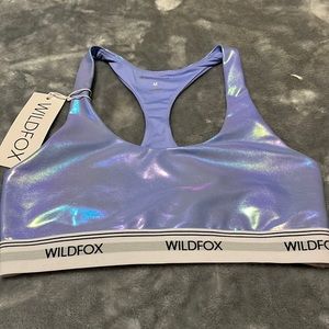Wild fox iridescent lilac sports bra NWT